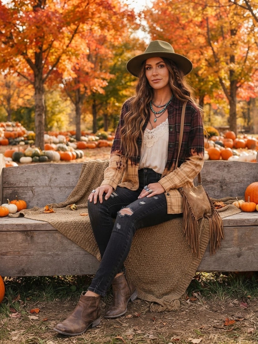 Boho Plaid Dip-Dye Rafters Apparel Shirt Red Black Ombre Flannel